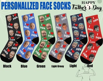 Calcetines personalizados con foto, calcetines con caras divertidas, calcetines para papá, calcetines únicos con caras personalizadas. Un regalo único para papá y mamá.