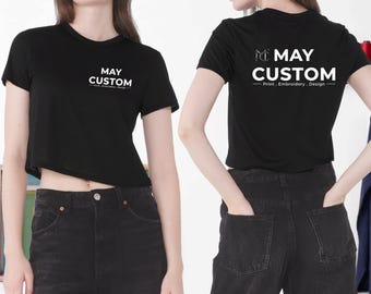 Women’s Flowy Crop Tee - Custom Text/Design BELLA+CANVAS Flowy Tee, Personalized College/Bachelorette Crop. 8882