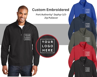 Port Authority® Zephyr 1/2-Zip Pullover, Personalized  Windbreaker Jacket, Lightweight Hooded  Windbreaker, Rain Jacket. Unique gift.  J343