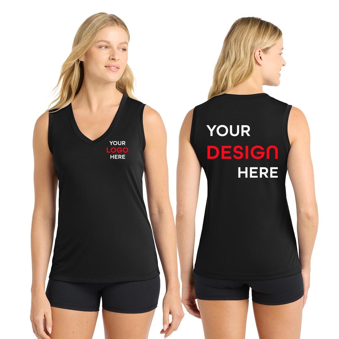 Custom Women's V-neck Tee, Personalized Performance Sleeveless Workout ...