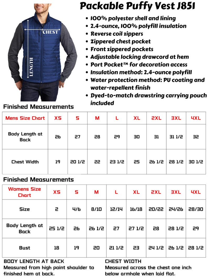 Custom Logo Vest, Your Business Logo Here, Embroidered Puffy Vest for Staff, Company Uniform, Team Gift, Men's & Women's Fit. J851 afbeelding 8