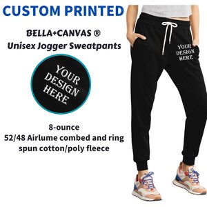 Custom Sweatpants | Personalized Jogger Sweatpants for Comfort & Style - BELLA+CANVAS Unisex Joggers. bc3727