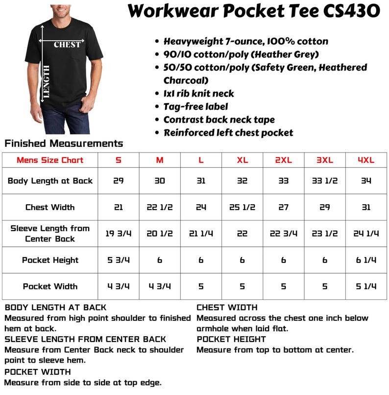 Custom T-Shirts, Heavyweight 7-OZ Workwear Pocket Tee, Personalized Tee for Landscaping & Construction Work | Durable Custom Shirts. cs430 image 7