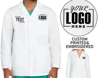 Custom White Lab Coat for Men & Women, Personalized Medical Lab Coat, Printed or Embroidered Consultation Coat, Professional Lab Jacket 5072