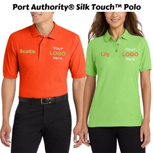Custom Embroidered Polo Shirt, Custom Business Apparel, Embroidered Men&#39;s Performance Polo, Port Authority® Silk Touch™ Polo. (K500)