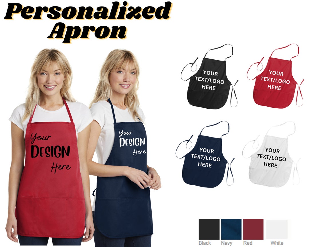 Written Aprons Medium-length Apron, Personalized Apron With Pockets, Custom Print ...