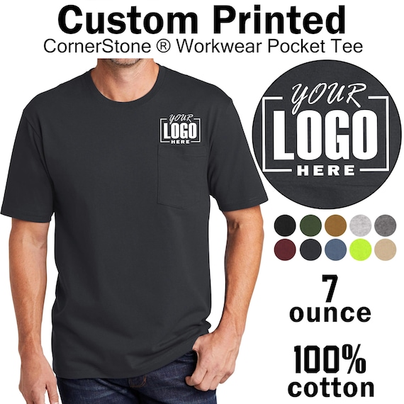 Custom T-Shirts, Heavyweight 7-OZ Workwear Pocket Tee,  Personalized Tee for Landscaping & Construction Work | Durable Custom Shirts. cs430