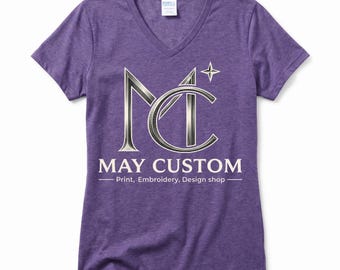 women's V-neck tee, Custom Ladies Tri-Blend V-Neck T-Shirt, Personalized Gift For Her, Soft Comfortable Fit, LPC330V