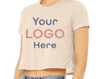 Women’s Flowy Crop Tee - Custom Text/Design BELLA+CANVAS Flowy Tee, Personalized College/Bachelorette Crop. 8882