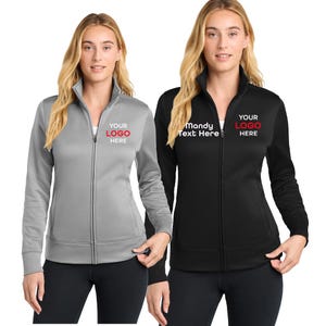 Custom Ladies Full-Zip Jacket | Personalized Women's Sport-Tek moisture-wicking outwear | Your Logo, Text, Monogram | Team Jacket. LST241