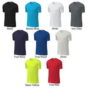 May include: Nine different color t-shirts, including black, atomic blue, white, iron grey, true navy, true royal, silver, neon yellow, and true red.