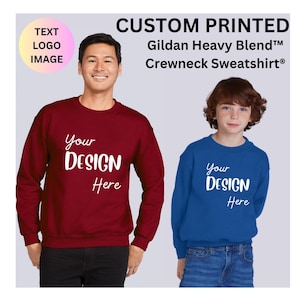 Custom Gildan® Heavy Blend™ Crewneck Sweatshirt - Personalized Text, Design - Custom Team & Group logo Sweatshirts. (18000)