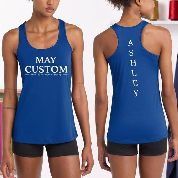 Custom Tank Top, Women's Polyester Racerback Workout Shirt LST356