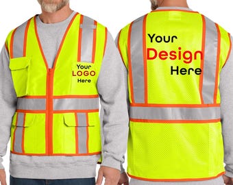 Chaleco bicolor CornerStone® personalizado. Agregue su texto/logotipo. Chaleco personalizado, chaleco de trabajo, chaleco de seguridad personalizado, chaleco personalizado para el trabajo. CSV105