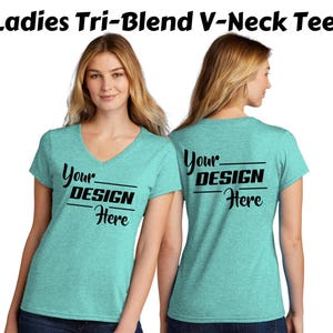 women's V-neck tee, Custom Ladies Tri-Blend V-Neck T-Shirt, Personalized Gift For Her, Soft Comfortable Fit, LPC330V