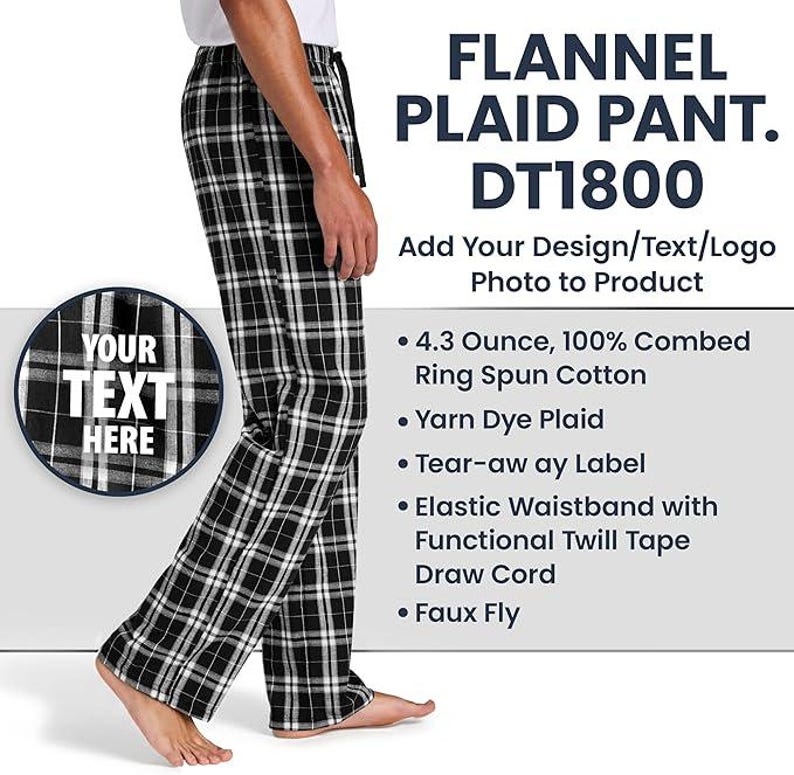 Custom pajamas pants, Men’s Flannel Plaid Pants | Personalized Lounge & Pajama Pants | Unique Gift Idea for Comfortable Style. DT1800 image 15