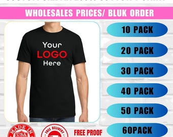 Custom Bulk T-Shirts, Gildan 5000 Heavy Cotton, Personalized Group Shirts with Your Logo and text,  Event & Business Tees (Minimum 6) S-3XL