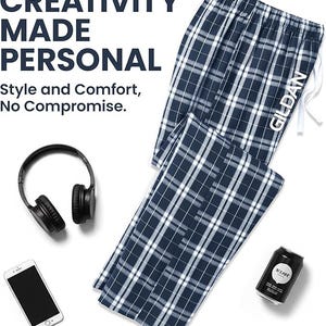 Custom pajamas pants, Men’s Flannel Plaid Pants | Personalized Lounge & Pajama Pants | Unique Gift Idea for Comfortable Style. DT1800 image 12