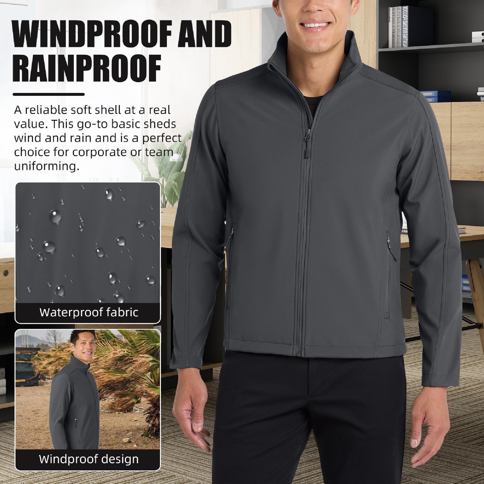 Custom Soft Shell Jacket, Personalized Men’s Water-resistant Coat With ...