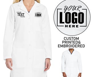 Custom Men's Long Lab Coat, Add your Text/logo/photo. Personalized white lab coat, Embroidery team coat, Wear your own design. ww5172