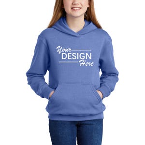 Sudadera con capucha juvenil / Sudadera personalizada para niños / Personalízala con tu diseño o texto / ¡El regalo de cumpleaños perfecto! PC90YH imagen 19