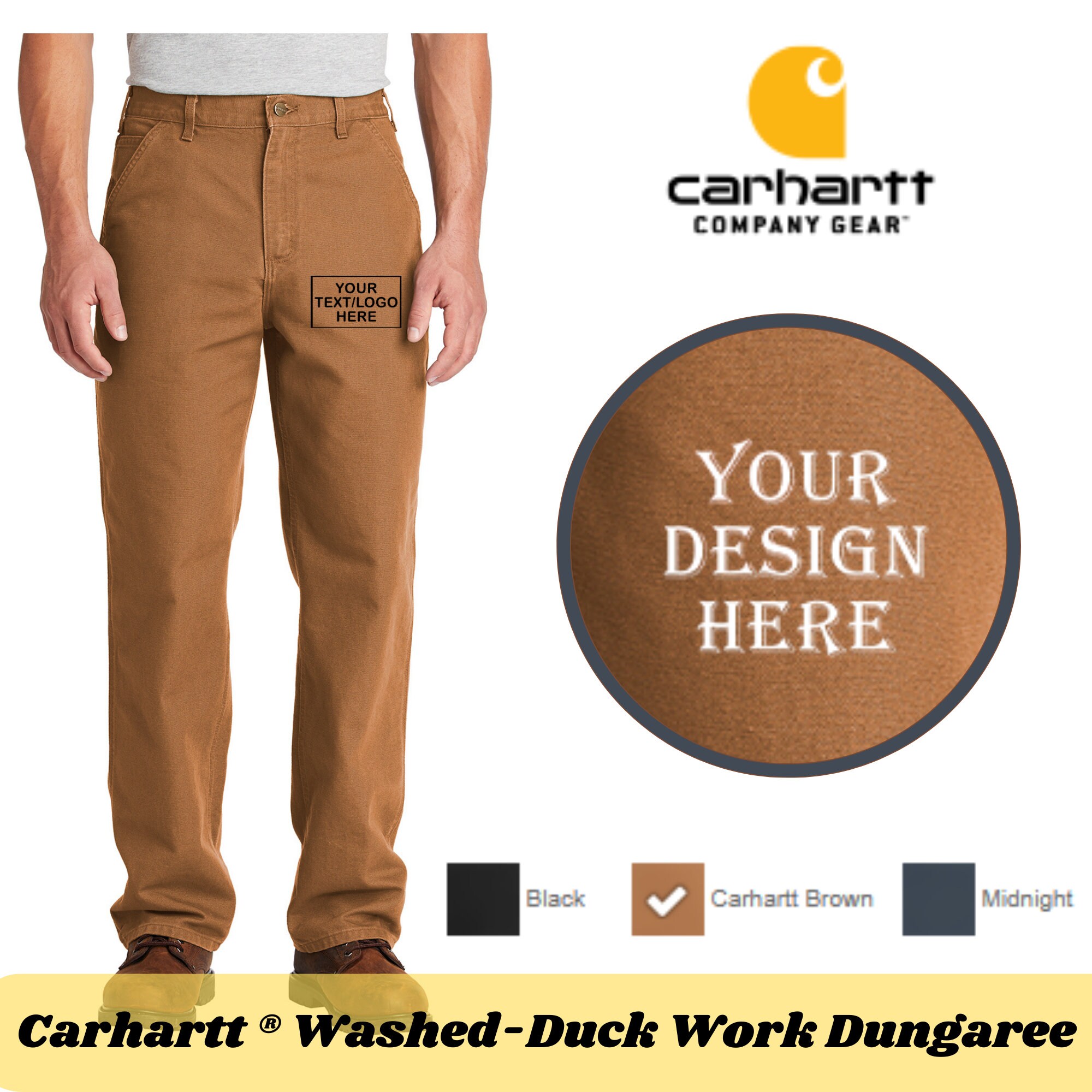 Carhartt Men&s Washed Twill Dungaree - Relaxed Fit (46x32 Black)