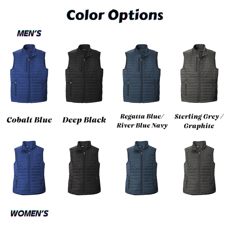 Custom Logo Vest, Your Business Logo Here, Embroidered Puffy Vest for Staff, Company Uniform, Team Gift, Men's & Women's Fit. J851 afbeelding 6
