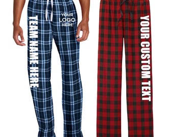 Custom Plaid Flannel Pajama Pants, Matching Family Christmas PJs, Personalized Holiday Lounge Pants, Unisex Buffalo Plaid Bottoms, dt1800
