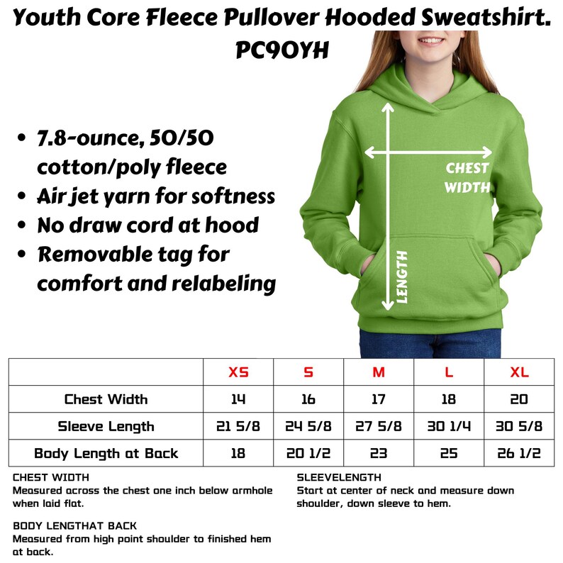 Sudadera con capucha juvenil / Sudadera personalizada para niños / Personalízala con tu diseño o texto / ¡El regalo de cumpleaños perfecto! PC90YH imagen 12