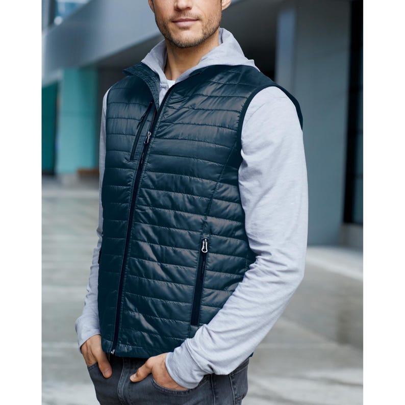 Custom Logo Vest, Your Business Logo Here, Embroidered Puffy Vest for Staff, Company Uniform, Team Gift, Men's & Women's Fit. J851 afbeelding 3