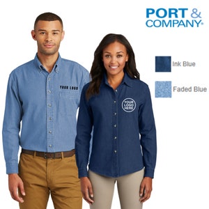 Custom embroidered shop denim shirts