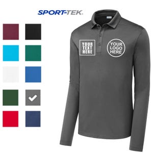 Custom Sport-Tek ® Posi-UV® Pro Long Sleeve Polo, custom Embroidered/printed polos, add your logo/design. Personalized shirts. ST520LS
