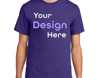 Custom Tall T-Shirt, Personalized Tall Essential Tee, Your logo. Text Here Shirt, Custom Graphic Tee for Men, Tall Fit Cotton Shirt,  PC61T