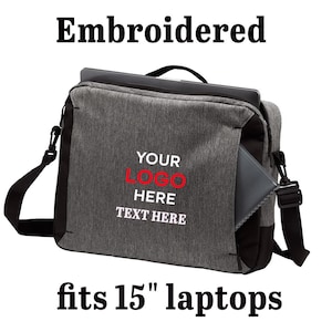 Embroidered Briefcase, Custom Laptop Bag with Name or Logo, Professional Work Bag, Padded Laptop Sleeve, Business Travel, Personalized Gift