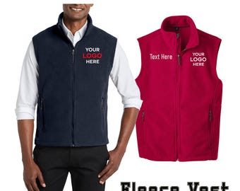 Embroidered Men's Fleece Vest, Custom Full Zip Vest, Your Name or Logo, Affordable Team Gift, Monogrammed Vest, F219