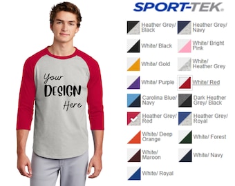 Personalized Sport-Tek Colorblock Raglan Baseball Jersey Shirt - Custom Team Name & Number 3/4 Sleeve Team Shirt T200