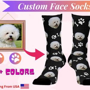 Custom Face Socks - Personalized Funny Faces on Socks with Custom Text, Unique Gift for Her, Customizable Socks for Men & Women