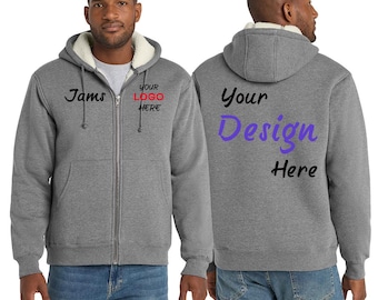 Custom Work Jacket, Your Business Logo Here, Embroidered Sherpa Lined Hoodie, Heavyweight Fleece Jacket, Warm Winter Coat for Men, CS625