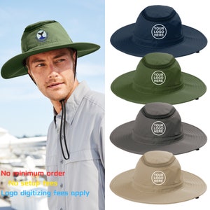 Customized Wide Brim Hat, Personalized Text Logo Design, Custom Printed Ventilated Hat, Custom Initial Hat（C947）
