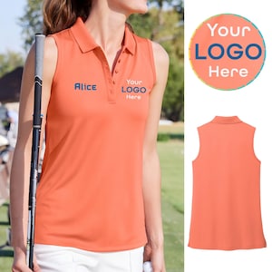 Custom Polo Shirt, Women's Dry Zone® UV Micro-Mesh Sleeveless Polo, Dry fit Moisture-wicking Golf polo Custom Women's golf Polo. LK110SV