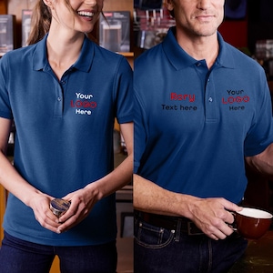 Custom polo shirts, business logo polos, Silk Touch Polo- Personalized Team polos, Workwear, Uniforms, Custom Logo & Text. K500