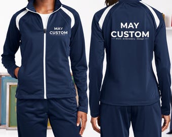 Chaqueta deportiva personalizada para mujer / Logo Sport Tek LST90 / Chaqueta deportiva personalizada con cremallera / Chaqueta de calentamiento bordada para equipo / Ropa deportiva personalizada para mujer