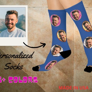 Custom Printed Face Socks, Custom Donut Socks, Custom Photo Socks, Personalized Picture Socks, Gift for Men/Women, Face on Donut Socks