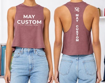 Personalized Tank Top Women's Racerback Crop Top Custom Summer Tee BELLA+CANVAS Unique Gift 6682