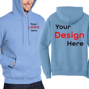 Custom Unisex Hoodies, Personalized with Text, Logo, or Photos | Custom Logo Sweatshirt, Port & Company® Essential Fleece  Sweatshirt. PC90H