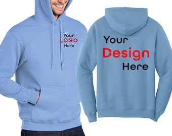 Custom Unisex Hoodies, Personalized with Text, Logo, or Photos | Custom Logo Sweatshirt, Port & Company® Essential Fleece  Sweatshirt. PC90H