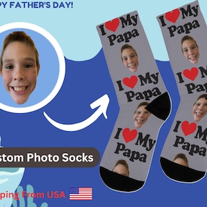 Custom face socks for fathers day, Funny socks, Personalized photo socks with pictures for dad, First Father&#39;s day gift, Unique gift.