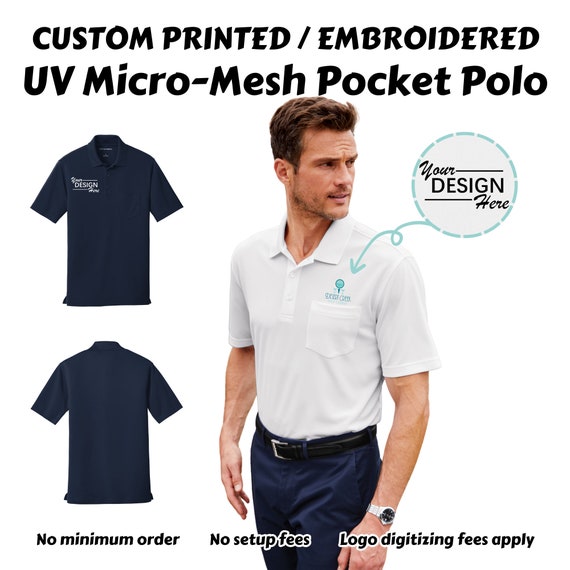 Custom Port Authority Dry Zone UV Micro mesh Pocket Polo. Add Your Text logo Custom Shirts Handmade Gift Boutique Clothing. K110P Etsy