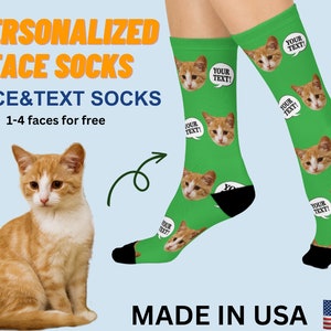 Custom Face Socks with Text – Personalized Photo Socks, Unique Gift for Friends, Christmas Present Idea, Customizable Best Gift Socks