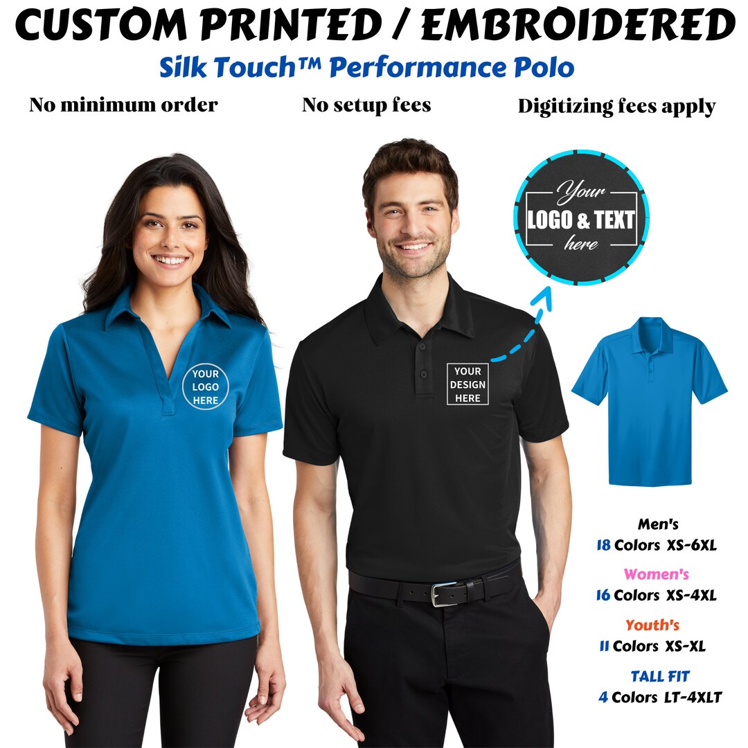 Personalized Port Authority Performance Polo, Custom Embroidered Shirt